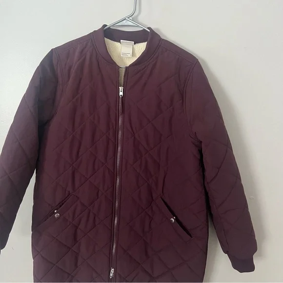 The North Face Womens Quilted Cuchillo Parka Large Coat Fleece Burgundy Maroon - Picture 6 of 16